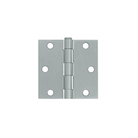 Deltana Brushed Chrome 3 x 3 Square Corner Plain Bearing Mortise Hinge, 10PK pairs S33U26D-R-XCP10